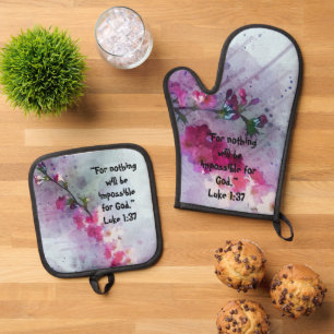 Zweigniederlassung Cherry Blooms und Küche mit Sch Ofenhandschuh & Topflappen-Set