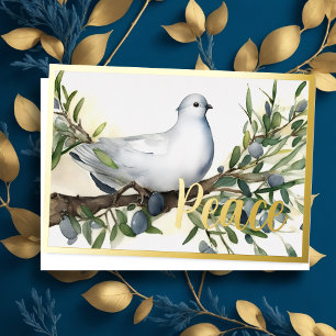 Zweigniederlassung Holiday Peace Dove Olive Folien Feiertagskarte
