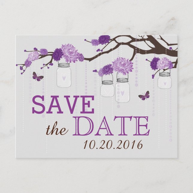 Zweigniederlassung Lavender Dahlia Blume Save the  Ankündigungspostkarte (Vorderseite)