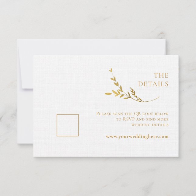 Zweigniederlassung Minimalistisch White and Gold W RSVP Karte (Vorderseite)