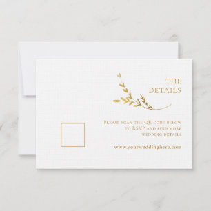 Zweigniederlassung Minimalistisch White and Gold W RSVP Karte