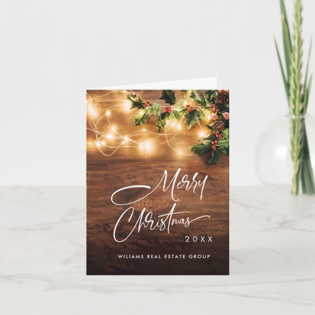 Zweigniederlassung Mistletoe Rustikales Weihnachts Feiertagskarte (Vorderseite)