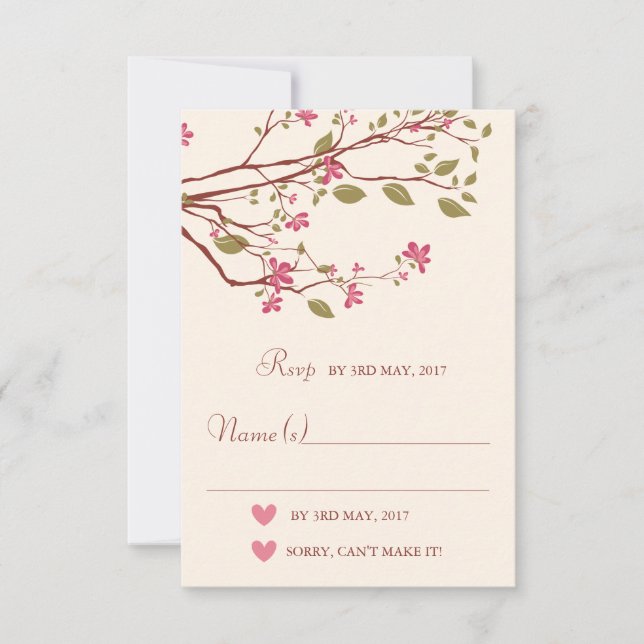 Zweigniederlassung Sakura/Cherry Blossom Wedding R RSVP Karte (Vorderseite)