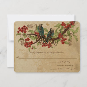 Zweigniederlassung Vintage Vögel Hochzeit RSVP Rot Karte