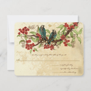 Zweigniederlassung Vintage Vögel Hochzeit RSVP Rot Karte
