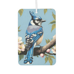 Zweigniederlassung von Blue Jay Bird auf Pink Cher Autolufterfrischer