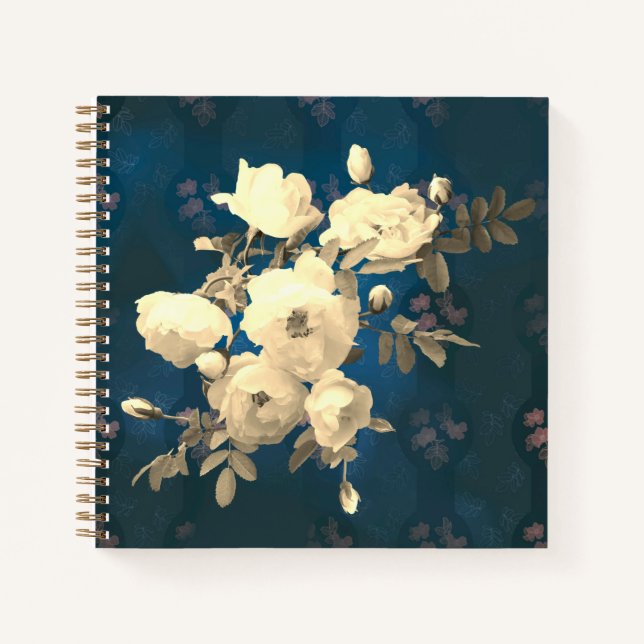 Zweigniederlassung von White Roses 2 Notebook Notizbuch (Vorderseite)
