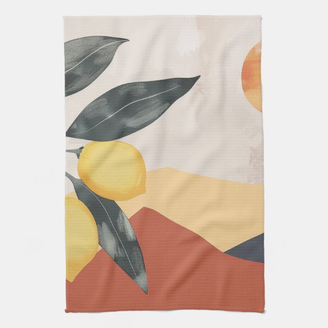 Zweigstelle Boho Lemon mit Sun Minimalistisch Abst Geschirrtuch (Vertikal)