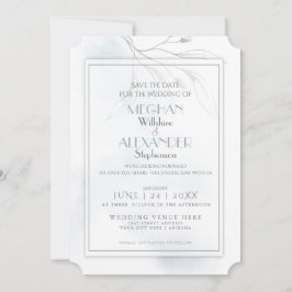 Zweigstelle Dusty Blue Watercolor Pewter Willow Save The Date
