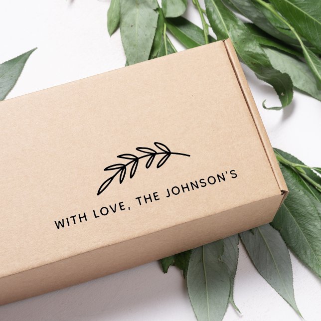 Zweigstelle für grafische Blätter mit Liebe-Famili Gummistempel (Graphic Leaves Branch With Love Family Name Rubber Stamp)