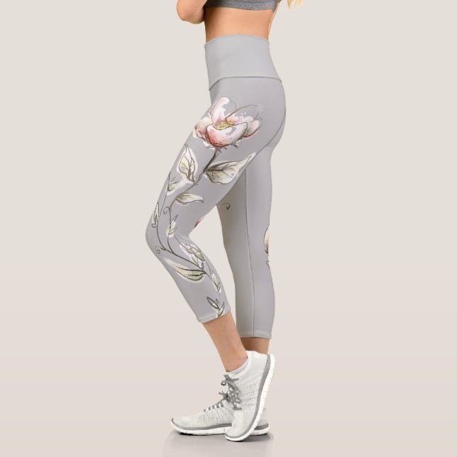 Zweigstelle Grau Blume Capri Leggings (Links)