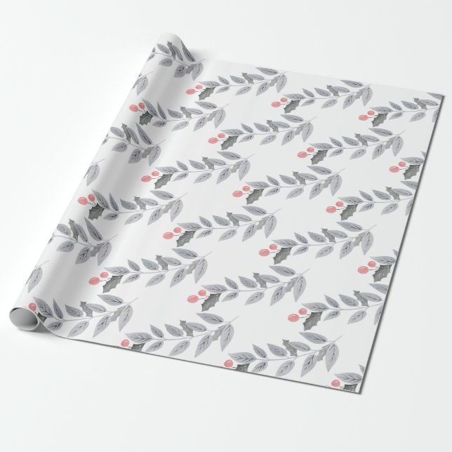 Zweigstelle Holiday Berry Leaf Geschenkpapier (Ungerollt)