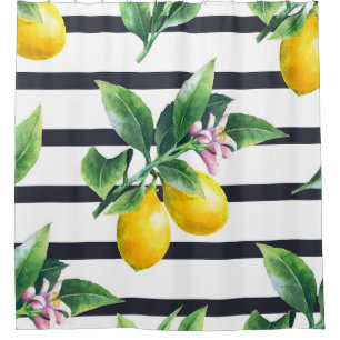 Zweigstelle Lemon: Citrus Watercolor Bliss Duschvorhang