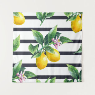 Zweigstelle Lemon: Citrus Watercolor Bliss Wandteppich