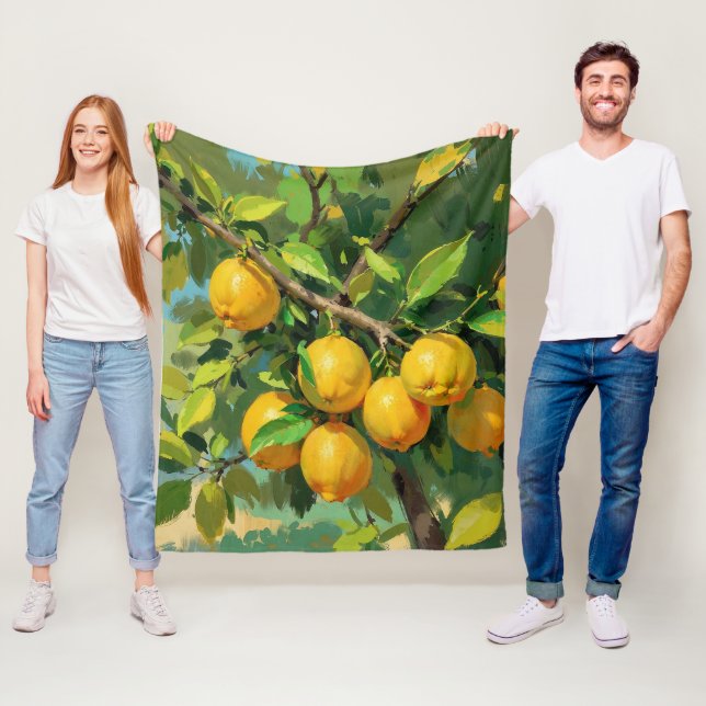 Zweigstelle Lemon Tree mit hellgelben Früchten Fleecedecke (Beispiel)