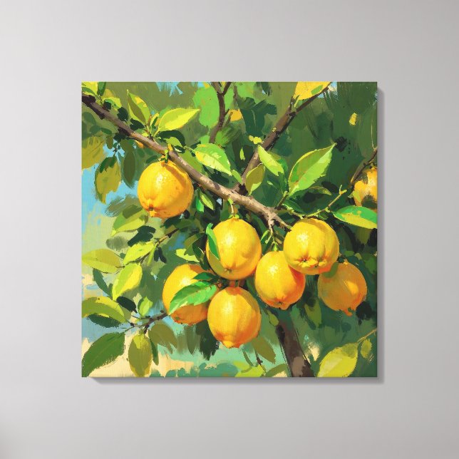 Zweigstelle Lemon Tree mit hellgelben Früchten Leinwanddruck (Vorderseite)