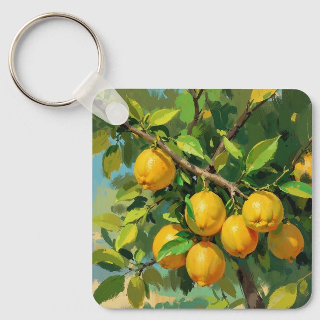 Zweigstelle Lemon Tree mit hellgelben Früchten Schlüsselanhänger (Vorderseite)