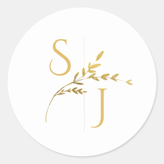 Zweigstelle Minimalistisch White and Gold Moderne  Runder Aufkleber (Vorderseite)