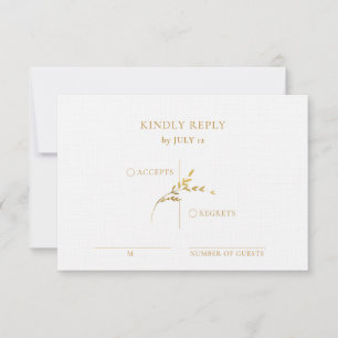 Zweigstelle Minimalistische White and Gold Wedding RSVP Karte