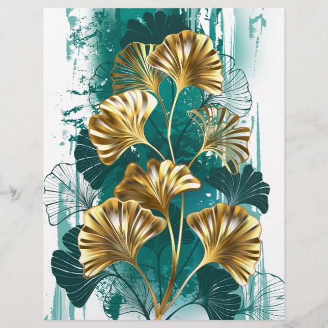 Zweigstelle mit goldenen Blätter Ginko Biloba (Vorderseite)