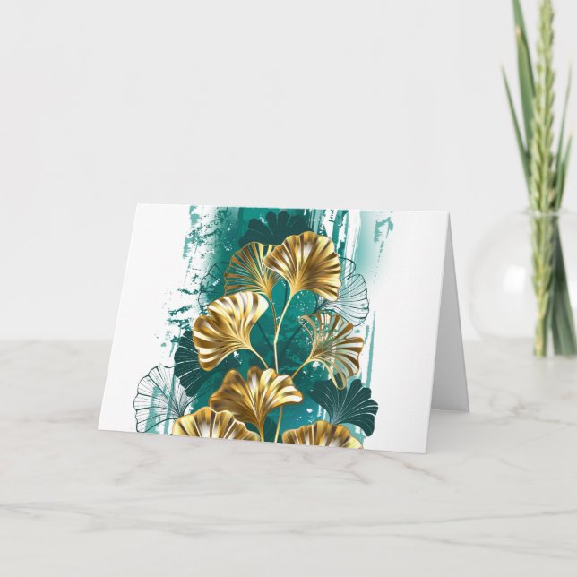 Zweigstelle mit goldenen Blätter Ginko Biloba (Vorderseite)