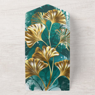 Zweigstelle mit goldenen Blätter Ginko Biloba All In One Einladung