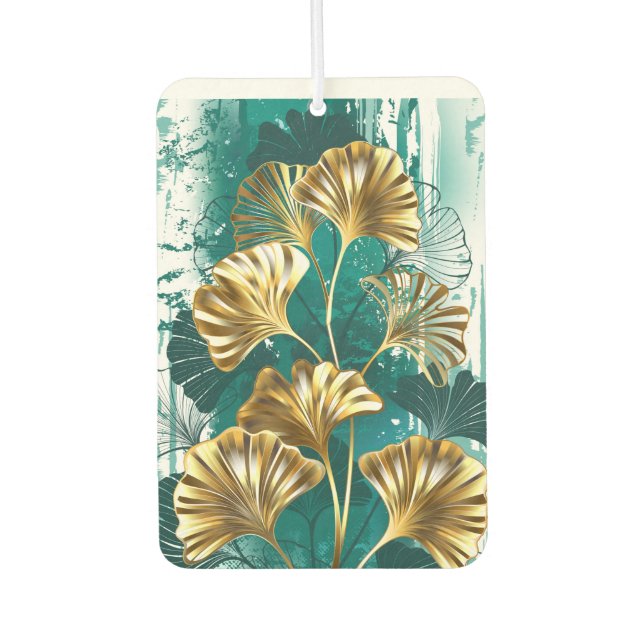 Zweigstelle mit goldenen Blätter Ginko Biloba Autolufterfrischer (Vorderseite)