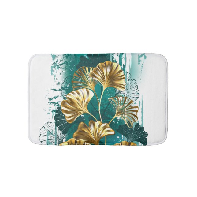 Zweigstelle mit goldenen Blätter Ginko Biloba Badematte (Vorderseite)