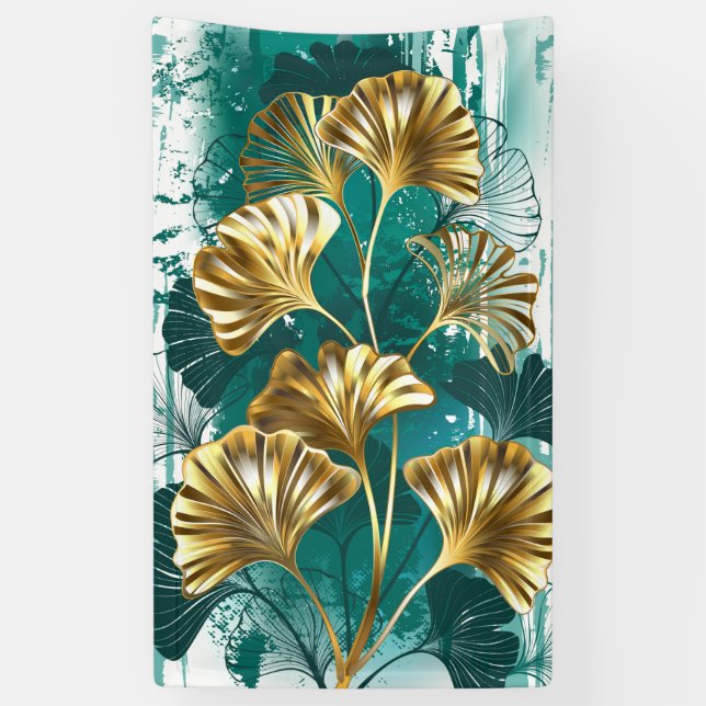 Zweigstelle mit goldenen Blätter Ginko Biloba Banner (Vertikal)