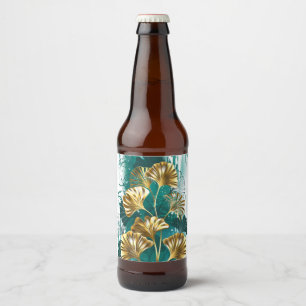 Zweigstelle mit goldenen Blätter Ginko Biloba Bierflaschenetikett