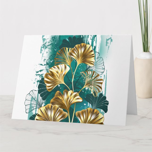 Zweigstelle mit goldenen Blätter Ginko Biloba Dankeskarte (Vorderseite)