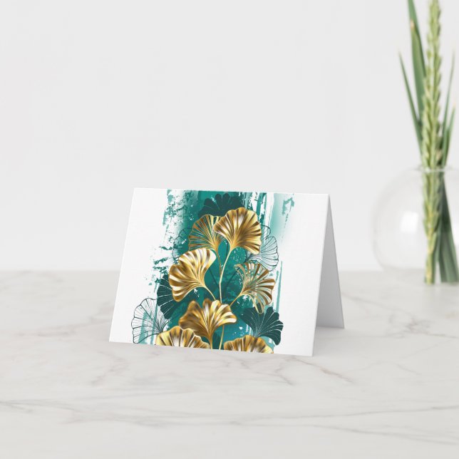 Zweigstelle mit goldenen Blätter Ginko Biloba Einladung (Vorderseite)