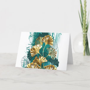 Zweigstelle mit goldenen Blätter Ginko Biloba Feiertagskarte