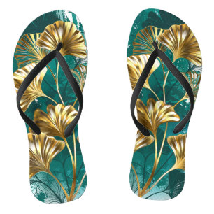 Zweigstelle mit goldenen Blätter Ginko Biloba Flip Flops