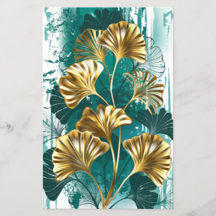 Zweigstelle mit goldenen Blätter Ginko Biloba Flyer