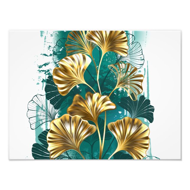 Zweigstelle mit goldenen Blätter Ginko Biloba Fotodruck (Vorne)