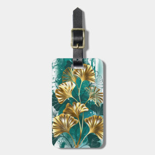 Zweigstelle mit goldenen Blätter Ginko Biloba Gepäckanhänger