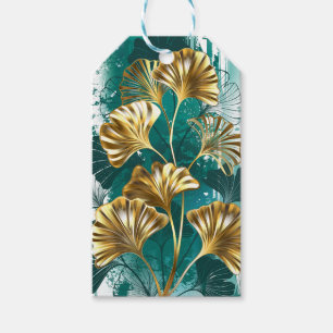 Zweigstelle mit goldenen Blätter Ginko Biloba Geschenkanhänger