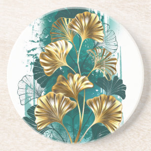 Zweigstelle mit goldenen Blätter Ginko Biloba Getränkeuntersetzer