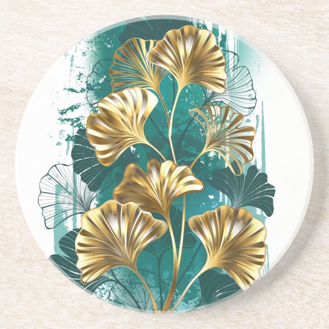 Zweigstelle mit goldenen Blätter Ginko Biloba Getränkeuntersetzer (Vorne)