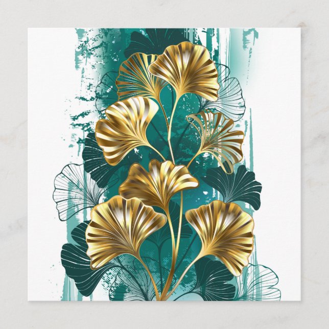 Zweigstelle mit goldenen Blätter Ginko Biloba Hinweiskarte (Vorderseite)