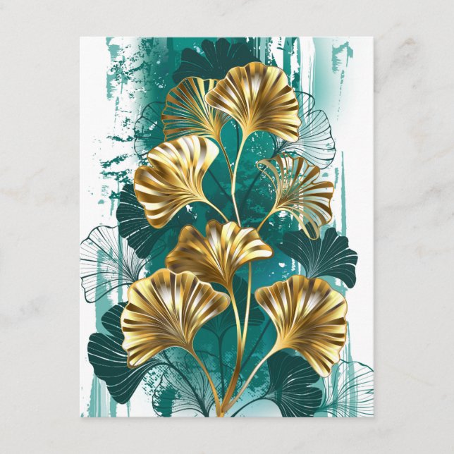 Zweigstelle mit goldenen Blätter Ginko Biloba Hinweiskarte (Vorderseite)