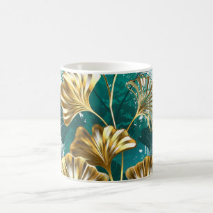 Zweigstelle mit goldenen Blätter Ginko Biloba Kaffeetasse