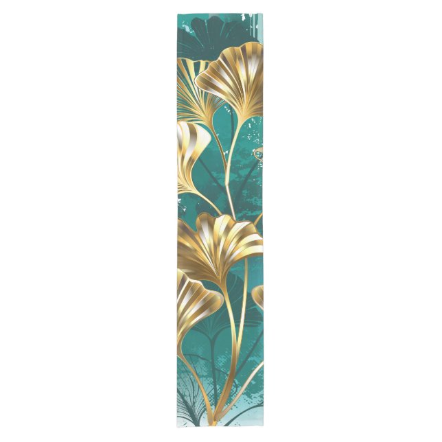 Zweigstelle mit goldenen Blätter Ginko Biloba Kurzer Tischläufer (Vorderseite)