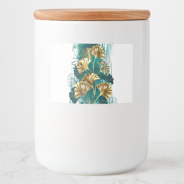 Zweigstelle mit goldenen Blätter Ginko Biloba Lebensmitteletikett (Vorderseite)