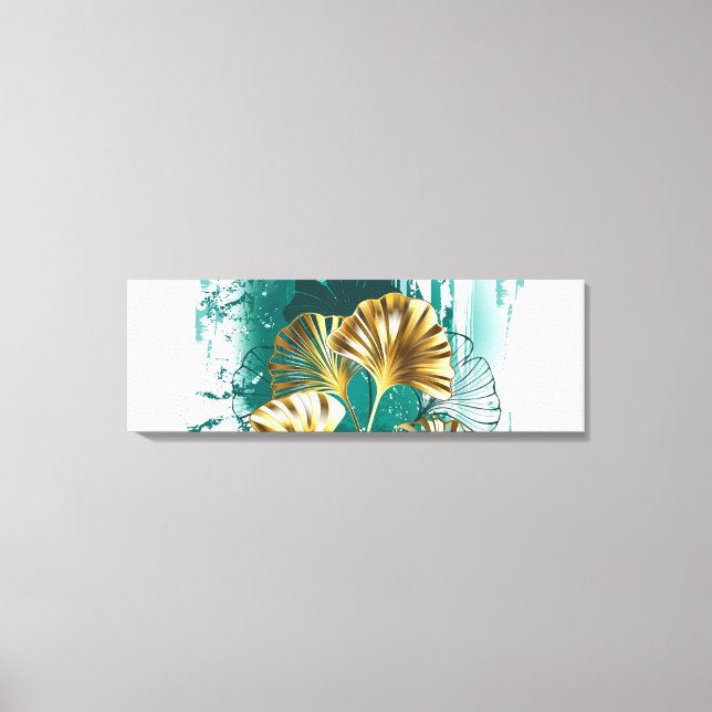 Zweigstelle mit goldenen Blätter Ginko Biloba Leinwanddruck (Vorderseite)