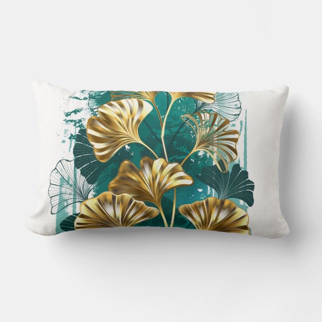 Zweigstelle mit goldenen Blätter Ginko Biloba Lendenkissen (Vorderseite)