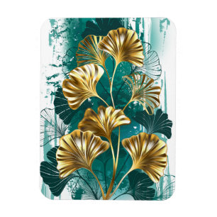 Zweigstelle mit goldenen Blätter Ginko Biloba Magnet