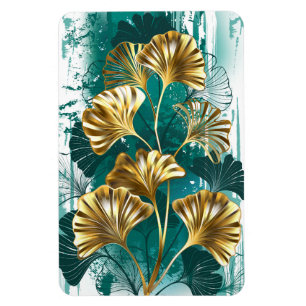Zweigstelle mit goldenen Blätter Ginko Biloba Magnet