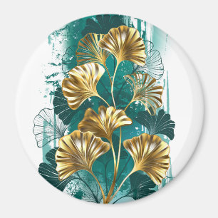 Zweigstelle mit goldenen Blätter Ginko Biloba Magnet